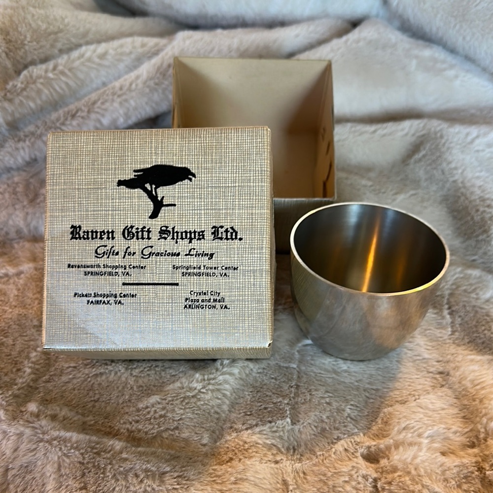 Silver Metal Cup with Box, revere pewter, new